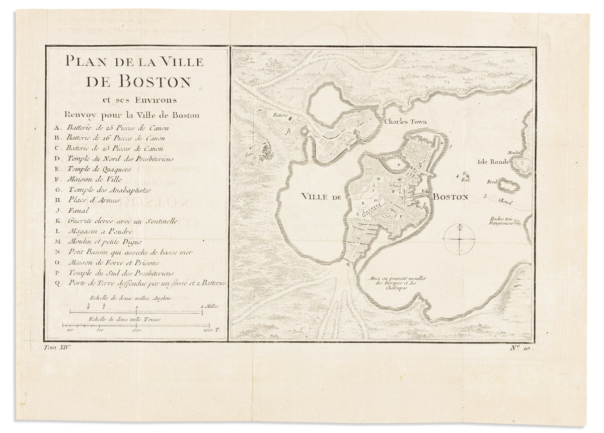 (BOSTON.) Jacques Nicolas Bellin. Plan de la Ville de Boston et ses Environs.